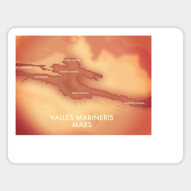 Valles Marineris Mars Map Magnet by nickemporium1